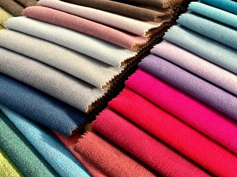 Fabric samples of different colors.