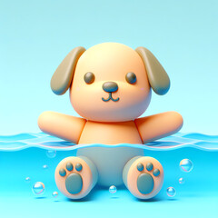 3D cute and adorable puppy, design background and wallpaper Illustration, with pastel colorful, generative ai