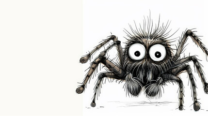 Nervous Spider: Ink Cartoon Arachnid. Generative AI