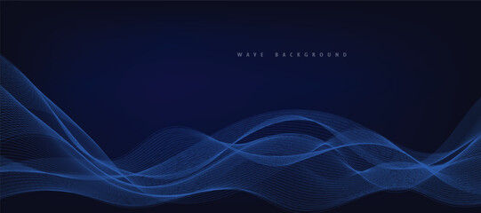 Abstract blue vector background with blue wavy lines.