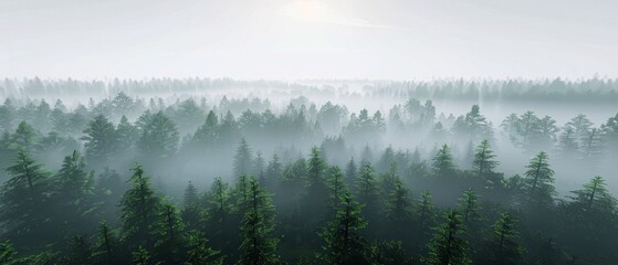 Foggy Forest Filled With Trees
