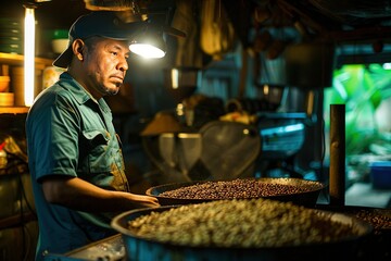 Dedication to the Roast: Artisan Coffee Roaster at Work