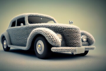 Car toys in knitted material