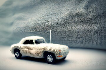 Car toys in knitted material