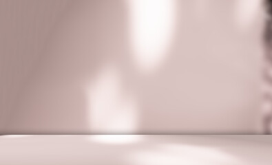 Background Shadow Studio Nude Color Beige Plant Overlay Podium 3d White Light Design Table Product Room Empty Backdrop Bg Summer Minimal Place Kitchen Abstract Leaf Pattern Flower Texture Space.