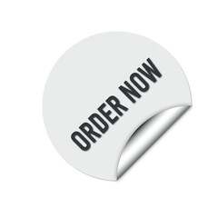 order now, shop now peel-sticker isolated on white background