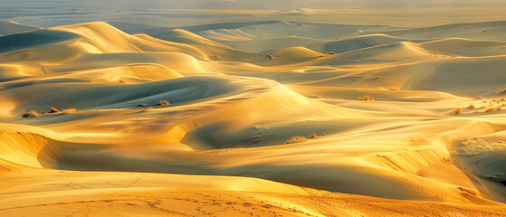 Twilight Desert Panorama, Sunset over sand dunes, High-resolution landscape