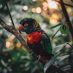 parrot in a dense jungle