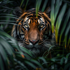 Tiger in the dense jungle