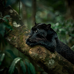 Panther in the dense jungle