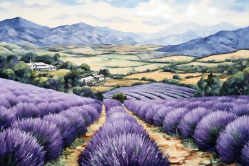 Top view of lavender fields in full bloom, offering a serene space for your thoughtful message.