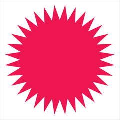 Pink starburst. Gold blank promo sticker. Sunburst badge, label, sale tag. Design element. Vector illustration