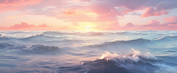 Captivating gradient seascape with pastel skies and gentle waves, offering the cutest and most...