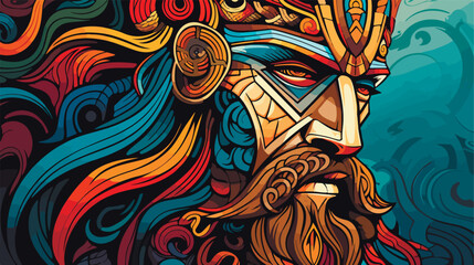 Abstract beautiful colored vector Viking patterns. Ancient warrior pattern background.