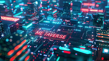 Obraz premium City Metaverse technology with text