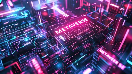 City Metaverse technology with text