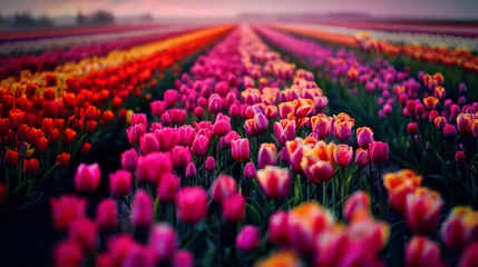  Expansive fields of tulips in full bloom, their vibrant colors a breathtaking canvas of natureâ © DLC Studio