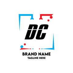 DC Square Framed Letter Logo Design Vector