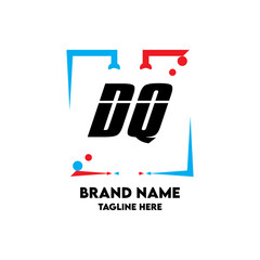 DQ Square Framed Letter Logo Design Vector