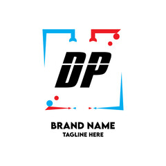 DP Square Framed Letter Logo Design Vector