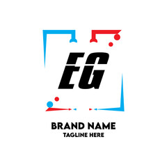 EG Square Framed Letter Logo Design Vector
