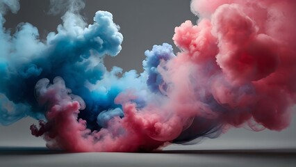 Fototapeta na wymiar Colorful abstract red pink and blue smoke blends with black background in a beautiful explosion of hues, resembling clouds in a vibrant sky