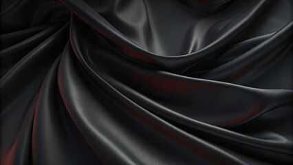 Smooth Black Satin Silk Fabric Texture - obrazy, fototapety, plakaty