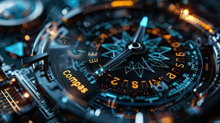 Fototapeta premium Compass technoloy style with text