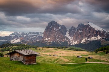 Fototapeta na wymiar Stunning Views From Alpe di Siusi, South Tyrol, Italy