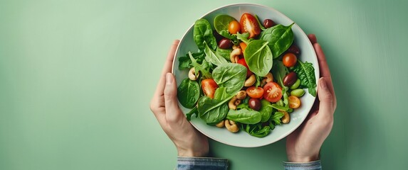 Healthy food for heart on green background - obrazy, fototapety, plakaty