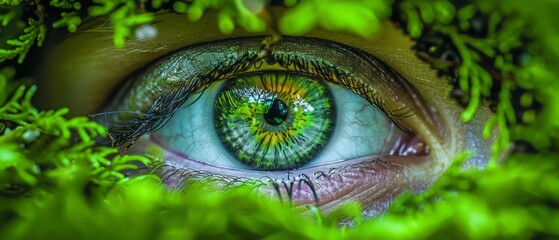 Close Up of a Persons Green Eye - obrazy, fototapety, plakaty