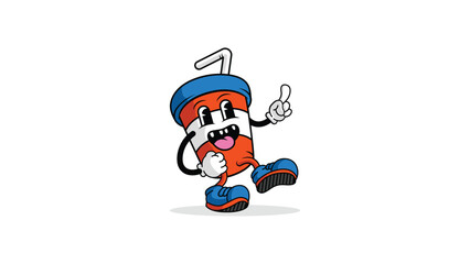 Obraz premium Coffee cup happy character design. Cartoon with a cheerful expression. Vector illustration