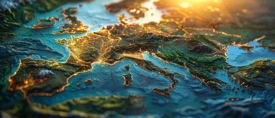 Wandcirkels plexiglas Close Up of a Map of Europe © DigitalMuseCreations
