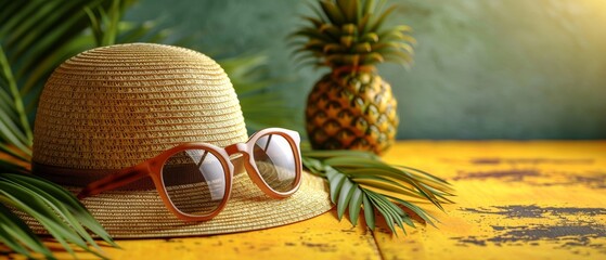 Vacation summer holiday travel tropical ocean sea banner panorama greeting card - Close up of straw...