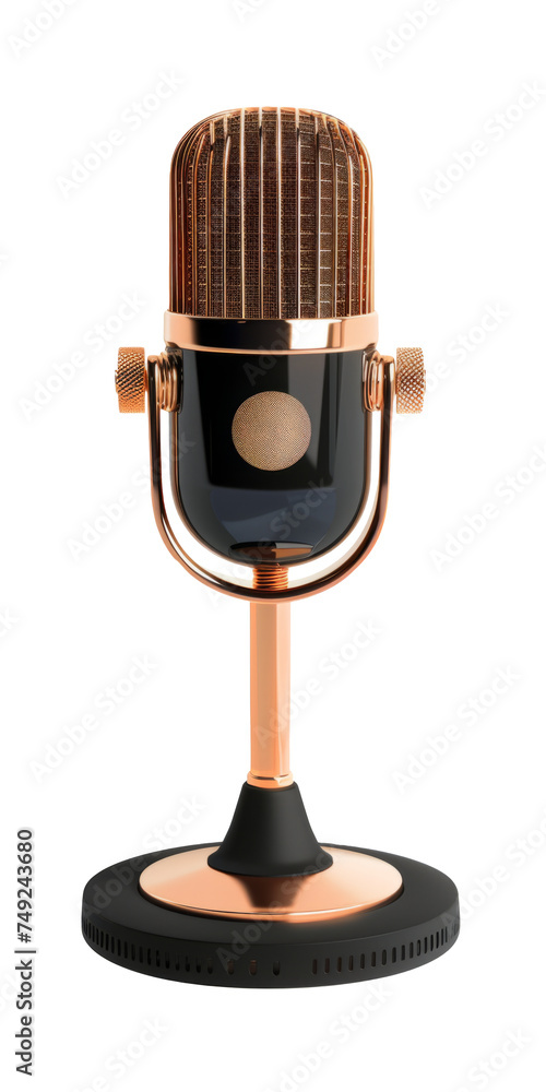 Wall mural vintage silver gold microphone isolated on white background