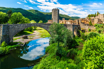 Beautiful views of the stunning city of Besalu, in Catalonia, Spain