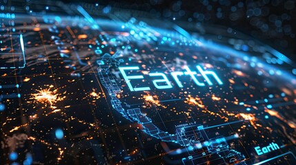 Earth future technoloy with text