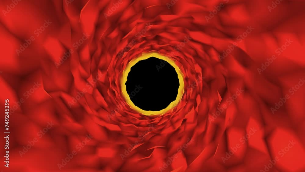 Poster red dynamic tunnel. traffic in a circular tunnel. 4k video for your project.