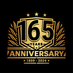 165 years anniversary celebration shield design template. 165th anniversary logo. Vector and illustration.