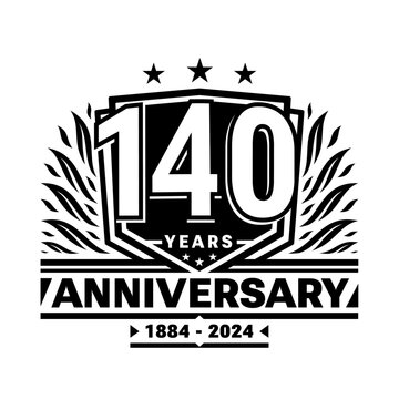 140 years anniversary celebration shield design template. 140th anniversary logo. Vector and illustration.