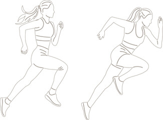 women running sketch, on white background vector