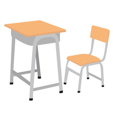 desk and chair in flat style, on white background vector