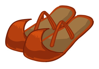 Ancient pair of shoes, egyptian footwear vector