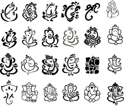 black and white lord ganesh vector illustration eps lord ganesh various collection