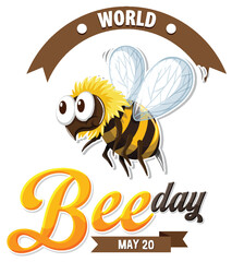 Cartoon bee with World Bee Day banner