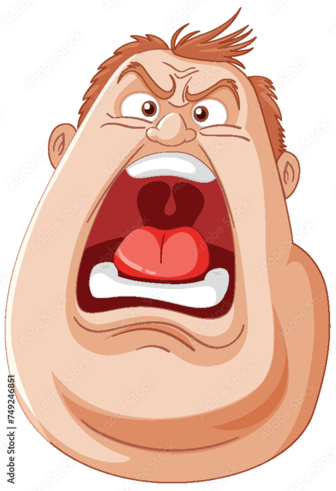 Sticker Cartoon of a man yelling with a furious expression