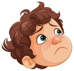 Vector illustration of a boy with a concerned look.