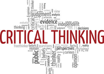 Critical Thinking word cloud conceptual design isolated on white background.