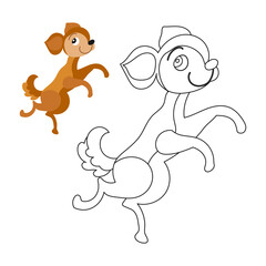 Coloring book for children, cute baby dog. Illustration and sketch, vector
