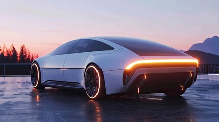 Fototapeta na wymiar Future technology EV Car